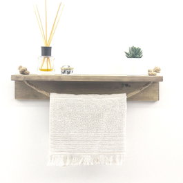 Hanah Home Estantería de pared rústica bohemia en Nogal